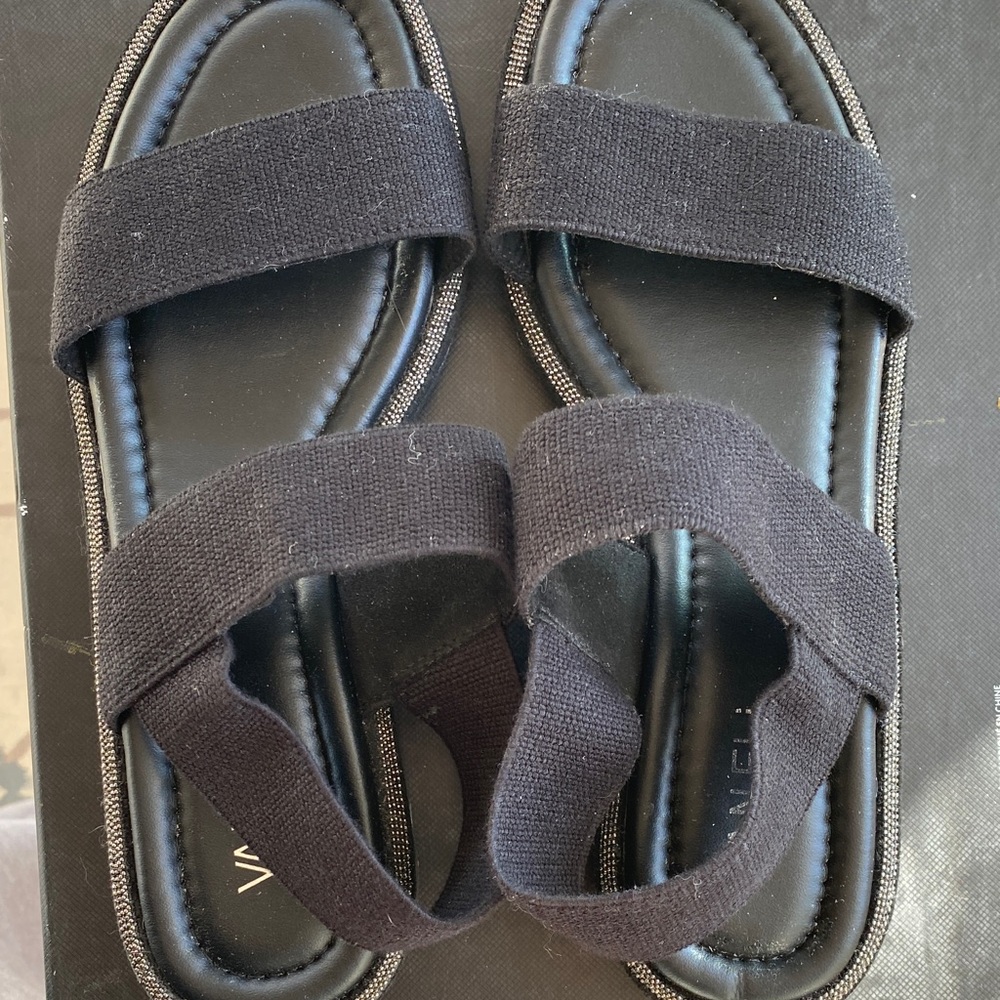 Van Eli Black Canvas Sandals